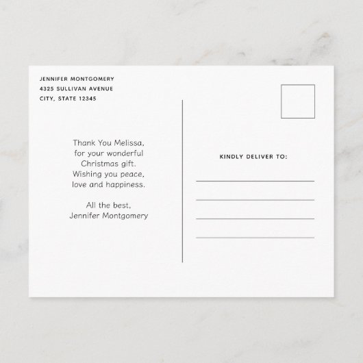  stoomtrein retro kerst dank u briefkaart (Achterkant)