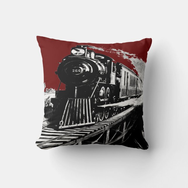stoomtrein rood_zwart  kussen COLOR VERANDERING (Voorkant)