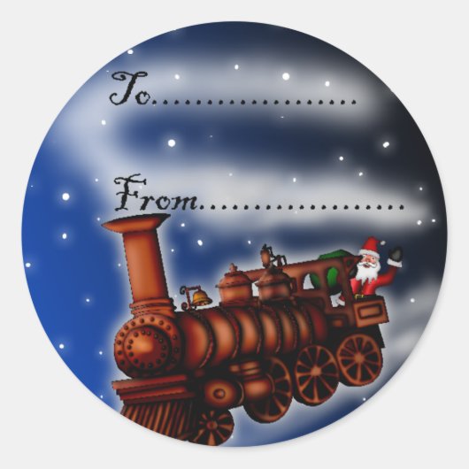Stoomtrein Santa, cadeau label (Voorkant)