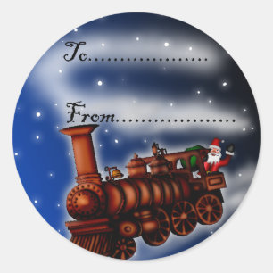 Stoomtrein Santa, cadeau label