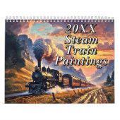 Stoomtrein schilderijen, 12 verschillende, kalender (Hoes)