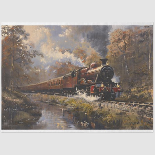 Stoomtrein  stijl schilderij Decoupage Tissuepapier (Voorkant)
