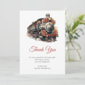 stoomtrein Traditional Christmas Bedankkaart (Staand voorkant)