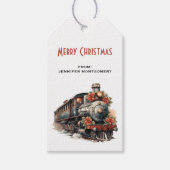  stoomtrein Traditional Christmas Cadeaulabel (Voorkant)