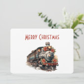  stoomtrein Traditional Christmas Feestdagenkaart (Staand voorkant)