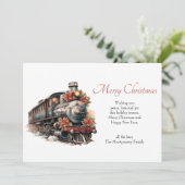  stoomtrein Traditional Christmas Feestdagenkaart (Staand voorkant)
