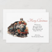  stoomtrein Traditional Christmas Feestdagenkaart (Voorkant / Achterkant)