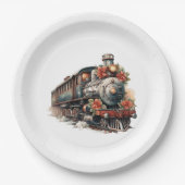  stoomtrein Traditional Christmas Papieren Bordje (Voorkant)