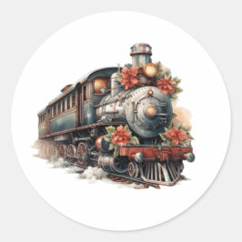 stoomtrein Traditional Christmas Ronde Sticker