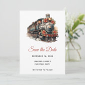  stoomtrein Traditional Christmas Save The Date (Staand voorkant)