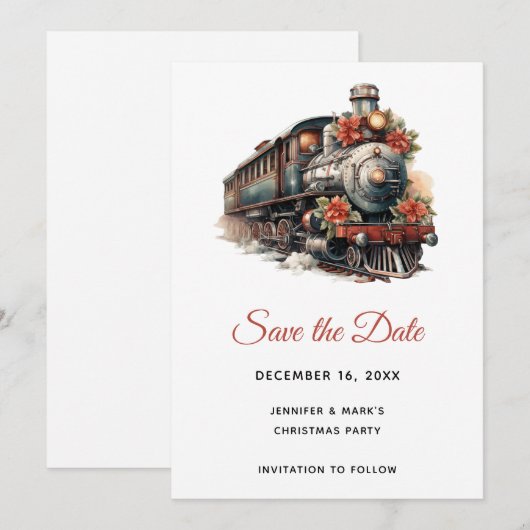  stoomtrein Traditional Christmas Save The Date (Voorkant / Achterkant)