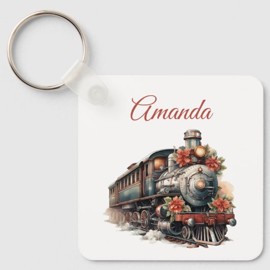  stoomtrein Traditional Christmas Sleutelhanger (Voorkant)