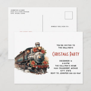 stoomtrein Traditional Christmas Uitnodiging Briefkaart