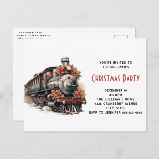  stoomtrein Traditional Christmas Uitnodiging Briefkaart (Voorkant / Achterkant)