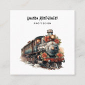  stoomtrein Traditional Christmas Vierkante Visitekaartje (Voorkant)