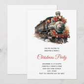  stoomtrein traditioneel kerstfeest kaart (Voorkant / Achterkant)