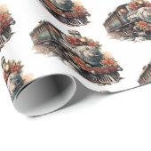  stoomtrein traditioneel kerstpatroon cadeaupapier (Rol Hoek)