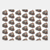 stoomtrein traditioneel kerstpatroon inpakpapier vel (Voorkant)