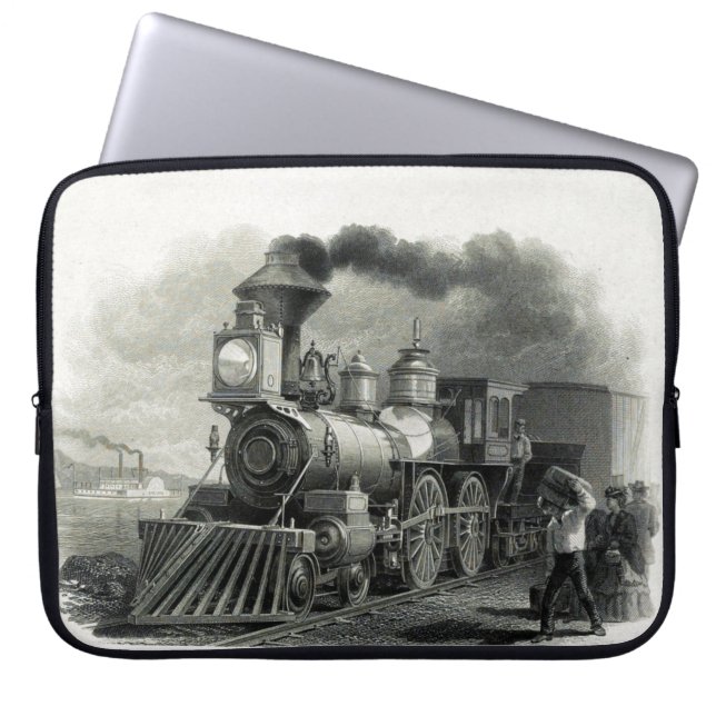 Stoomtrein uit het verleden laptop sleeve (Voorkant)