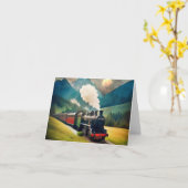  Stoomtrein Verjaardag Kaart (Gele Bloem)