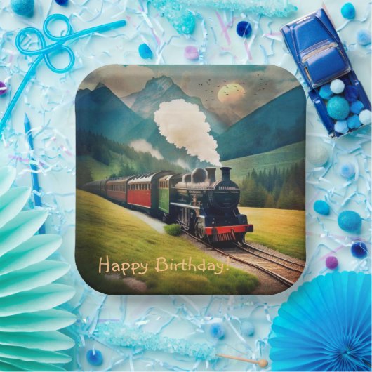  Stoomtrein Verjaardag Papieren Bordje (Feest)