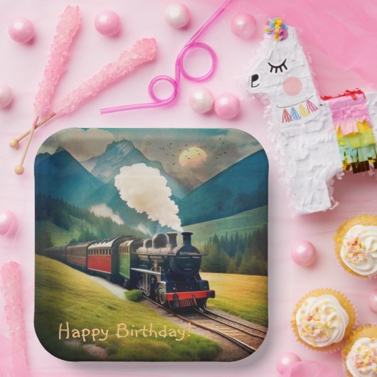  Stoomtrein Verjaardag Papieren Bordje (Feest)
