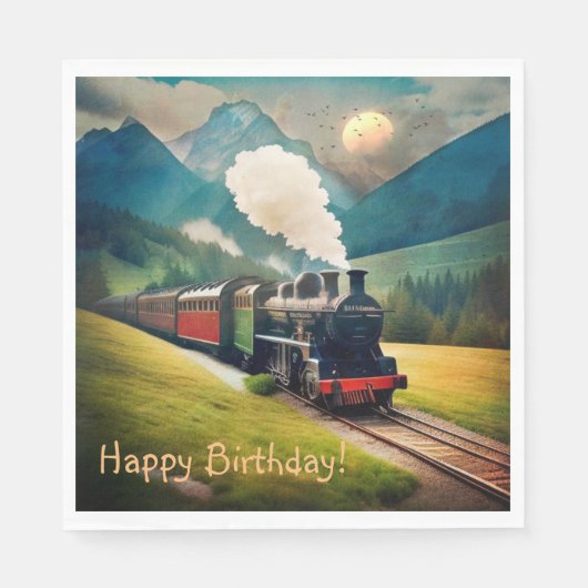 Stoomtrein Verjaardag Servet (Voorkant)