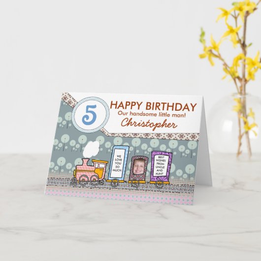 Stoomtrein verjaardagsjongens wenskaarten kaart (Gele Bloem)