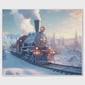 stoomtrein winterbesneeuwde bergen cadeaupapier (Vlak)