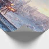 stoomtrein winterbesneeuwde bergen cadeaupapier (Hoek)