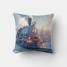  stoomtrein winterbesneeuwde bergen kussen