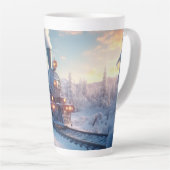  stoomtrein winterbesneeuwde bergen latte mok (Rechterhoek)