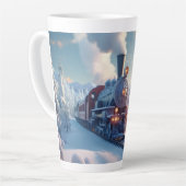  stoomtrein winterbesneeuwde bergen latte mok (Linkerhoek)