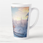  stoomtrein winterbesneeuwde bergen latte mok (Rechts)