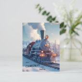  Stoomtrein Winterlandschap Sneeuwberg Briefkaart (Staand voorkant)
