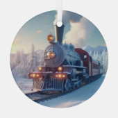 Stoomtrein Winterlandschap Sneeuwberg Glas Ornament (Achterkant)