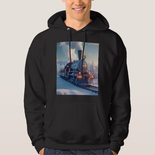  Stoomtrein Winterlandschap Sneeuwberg Hoodie (Voorkant)