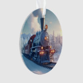  Stoomtrein Winterlandschap Sneeuwberg Ornament (voorkant)