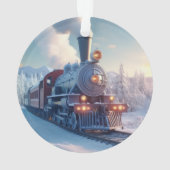  Stoomtrein Winterlandschap Sneeuwberg Ornament (achterkant)