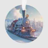  Stoomtrein Winterlandschap Sneeuwberg Ornament (voorkant)
