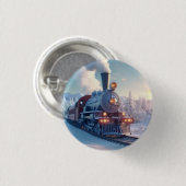 Stoomtrein Winterlandschap Sneeuwberg Ronde Button 3,2 Cm (Voorkant /achterkant)