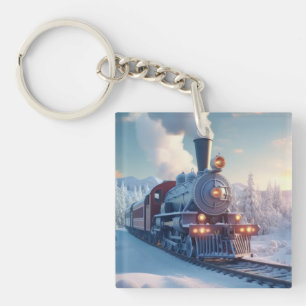Stoomtrein Winterlandschap Sneeuwberg Sleutelhanger