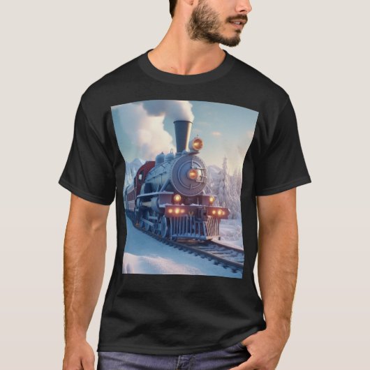  Stoomtrein Winterlandschap Sneeuwberg T-shirt (Voorkant)