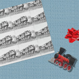  stoomtrein zwart-wit cadeaupapier