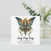 Stoomwerveling Fritillaria Vlinder Steampunk Bruil Aankondiging (Staand voorkant)