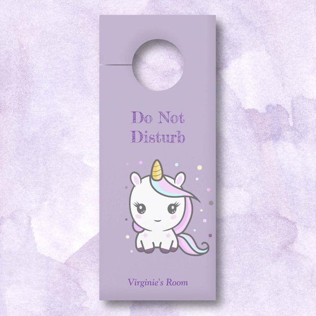 Stoor de Schattigee Paarse eenhoorn niet Deurhanger (Do Not Disturb Cute Unicorn Purple Door Hanger)