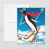 Stoos, Penguin op een ski, Zwitserse bergen Briefkaart (Voorkant / Achterkant)