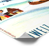 Stoos, Penguin op een ski, Zwitserse bergen Poster (Hoek)