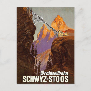 Stoos, spoorlijn, trein over brug, Zwitserland Briefkaart