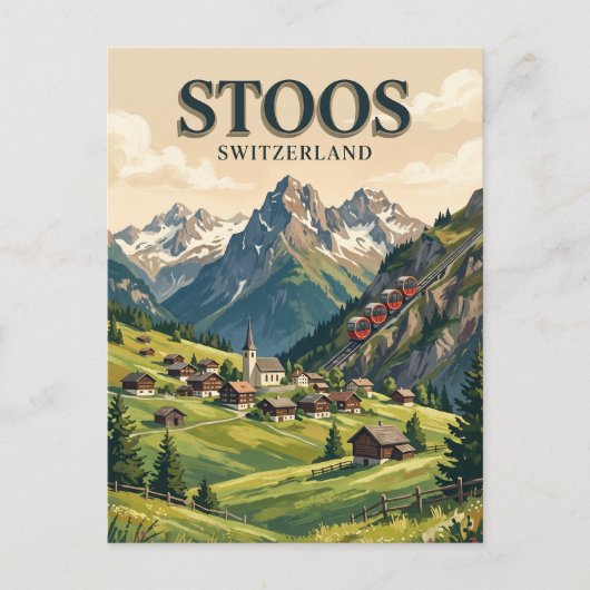 Stoos Zwitserland Briefkaart (Voorkant)